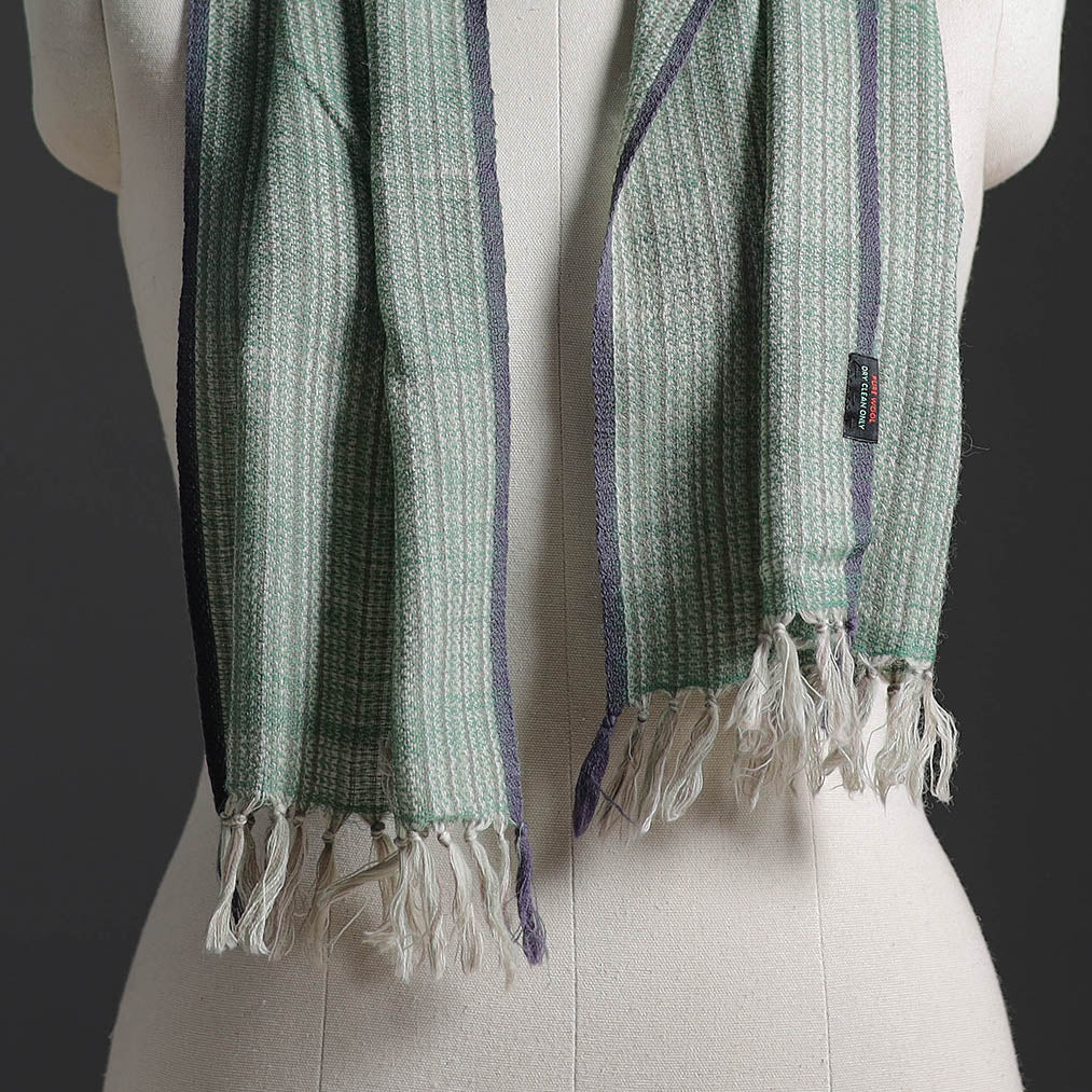 Green - Kumaun Handwoven Pure Merino Wool Scarf 252