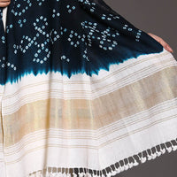 Blue - Kutch Handwoven Bandhani Tie-Dye Pure Woolen Shawl