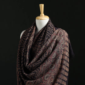 Ajrakh Hand Block Print Natural Dyed Handwoven Acrylic Wool Shawl 04