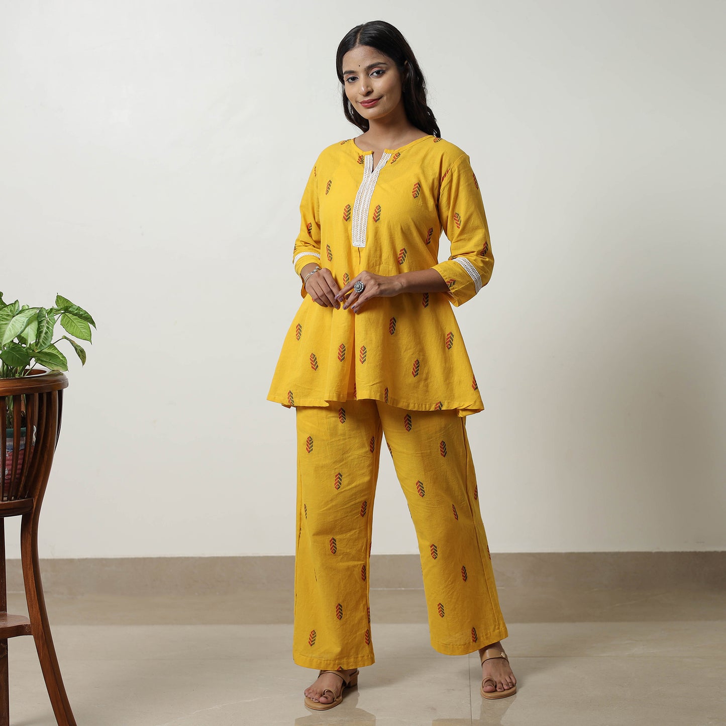 Yellow - Jacquard Cotton Co-Ord Set 07