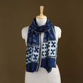 Blue - Pipad Hand Block Print Natural Dyed Chanderi Silk Handloom Stole 18