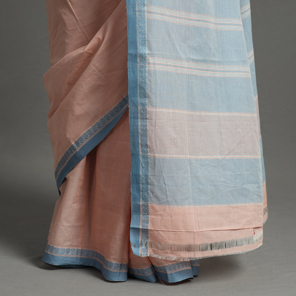 Peach - Pure Handloom Natural Dyed Dobby Cotton Saree 7