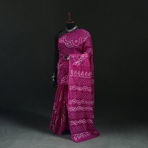 Purple - Kutch Bandhani Tie-Dye Cotton Saree 44