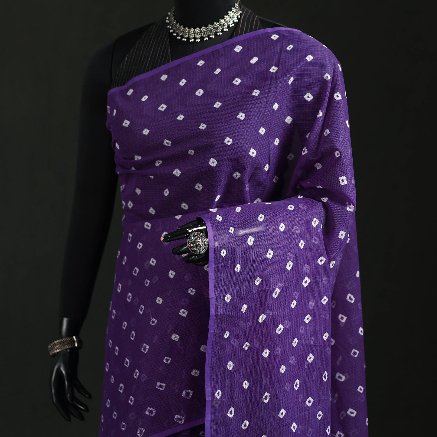 Bandhani Tie-Dye Kota Doria Cotton Saree 19