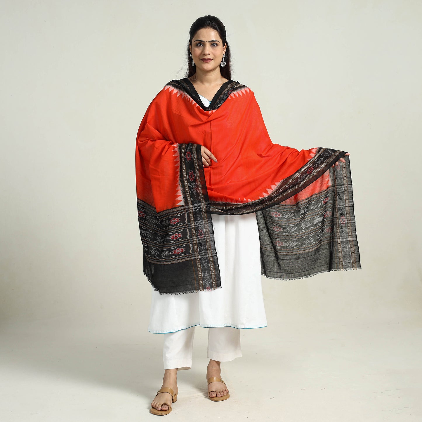  Sambalpuri Ikat Weave Cotton Dupatta 