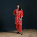 Red - Hand Embroidered Mul Chanderi Chikankari Kurta with Palazzo Set for Women 20