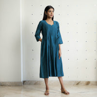 Rasika Dark Green Slub Silk Plain Dress