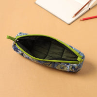 Blue - Handcrafted Quilted Cotton Multipurpose Pencil Pouch 08