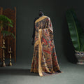 Pure Handloom Desi Tussar Silk Handpainted Srikalahasti Pen Kalamkari Saree with Zari Border 07