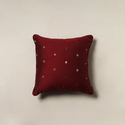 Polka Dot Zari Buti Plain Cushion Cover (16 x 16 in) 12