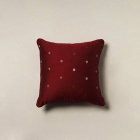 Polka Dot Zari Buti Plain Cushion Cover (16 x 16 in) 12