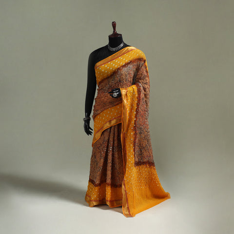 Kutch Tie-Dye Shibori Bandhani Cotton Saree with Blouse Piece 31
