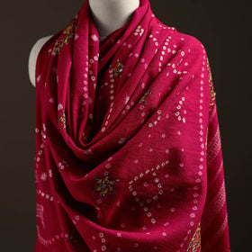 Kutch Bandhani Handwoven Neran Hand Embroidery Merino Wool Shawl 60