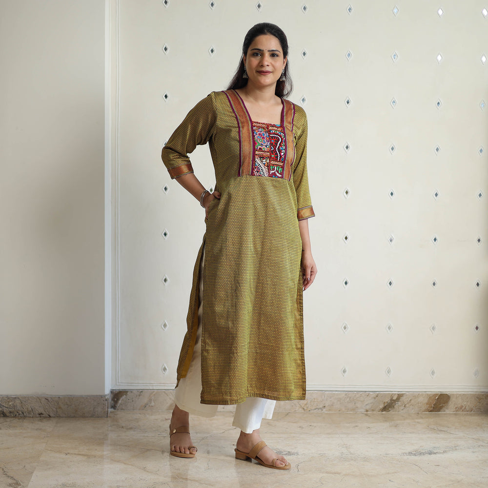 Green - Traditional Cotton Khun Straight Kurta for Women 18