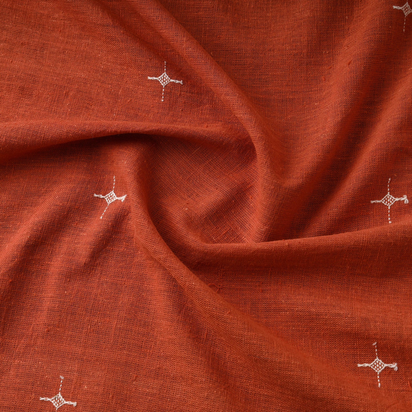 Orange - Organic Kala Cotton Handloom Buti Fabric 10