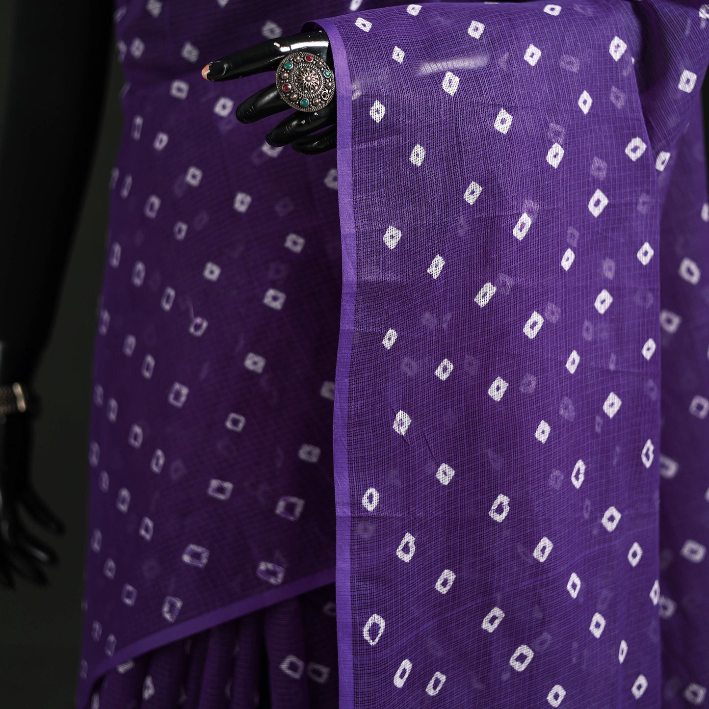 Bandhani Tie-Dye Kota Doria Cotton Saree 19