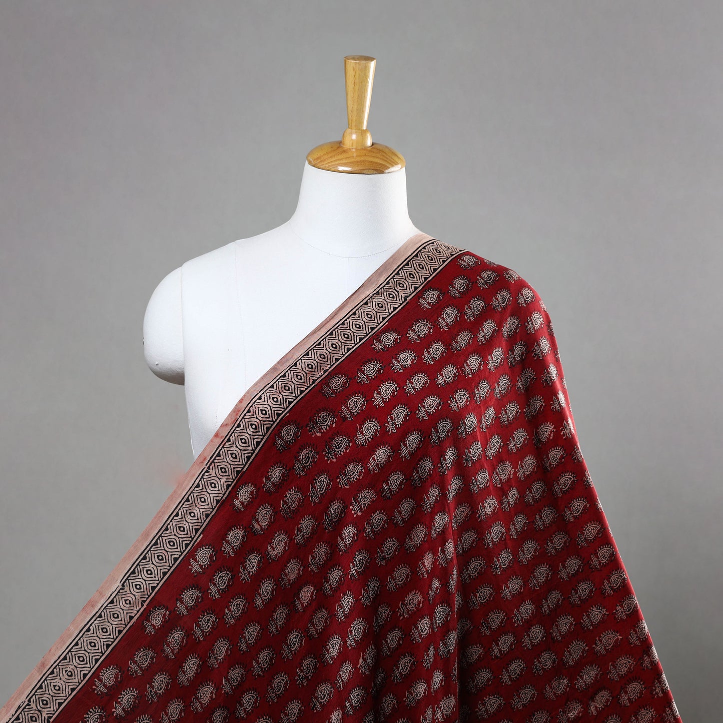 Red - Mulberry Silk Bagh Print Fabric 13