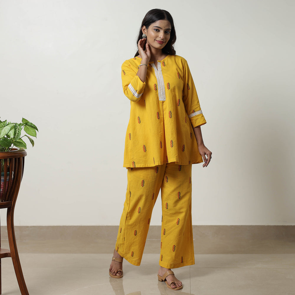 Yellow - Jacquard Cotton Co-Ord Set 07