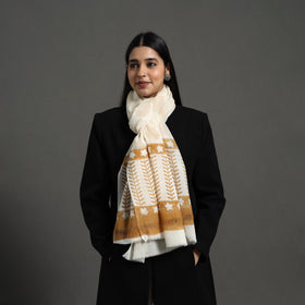  Pure Wool Block Print Brown Sanganeri Stole