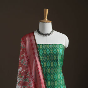 Pochampally Ikat Handloom Sico Unstitched Dress Material: Kurta with Mulberry Silk Dupatta 32