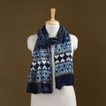 Blue - Pipad Hand Block Print Natural Dyed Chanderi Silk Handloom Stole 21
