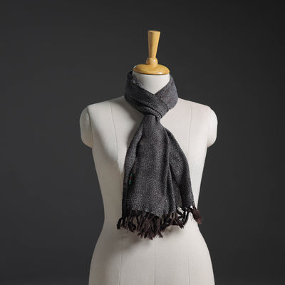 Black - Kumaun Handwoven Pure Merino Wool Scarf 253