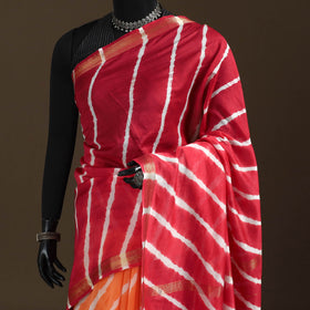 Chanderi Silk Leheriya Tie-Dye Saree with Zari Border 12
