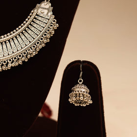 Maroon - german silver thread braided necklace set 01