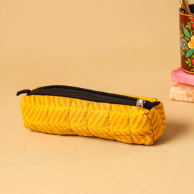 Yellow - handmade cotton quilted pencil pouch 17