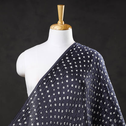 Navy Blue Kutch Bandhani Tie-Dye Modal Silk Fabric