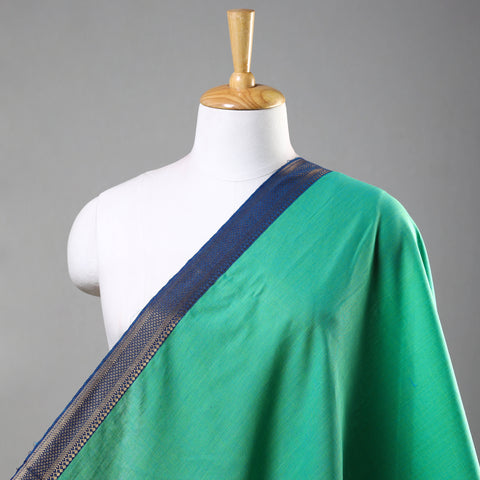 Green - Prewashed Dharwad Cotton Thread Border Fabric