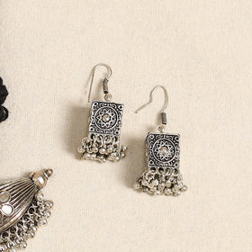 Black - german silver thread beads necklace set 71