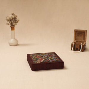 Maroon - Handpainted Kalamkari Natural Dyed Ghicha Silk Jewellery Box 27