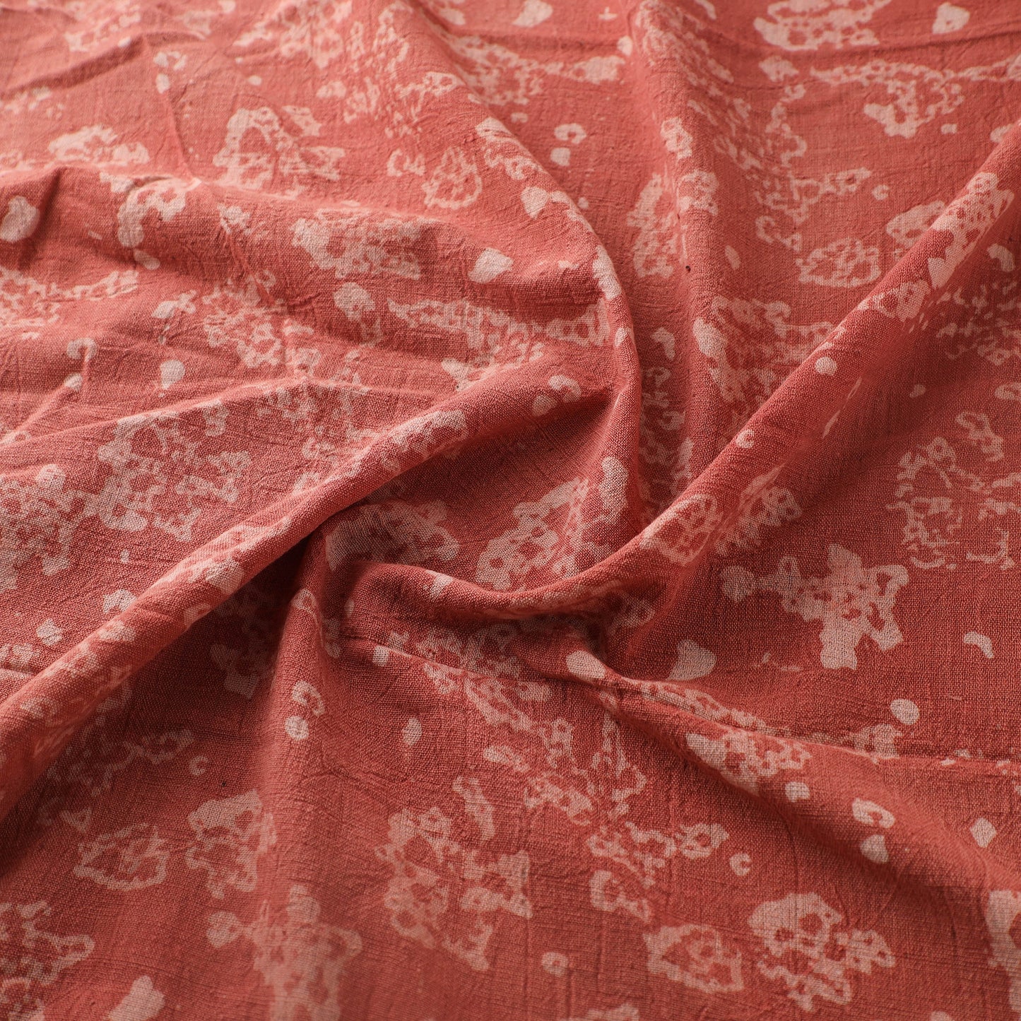 Red - Authentic Kutch Hand Block Batik Print Pure Handwoven Natural Dyed Kala Cotton Fabric 62