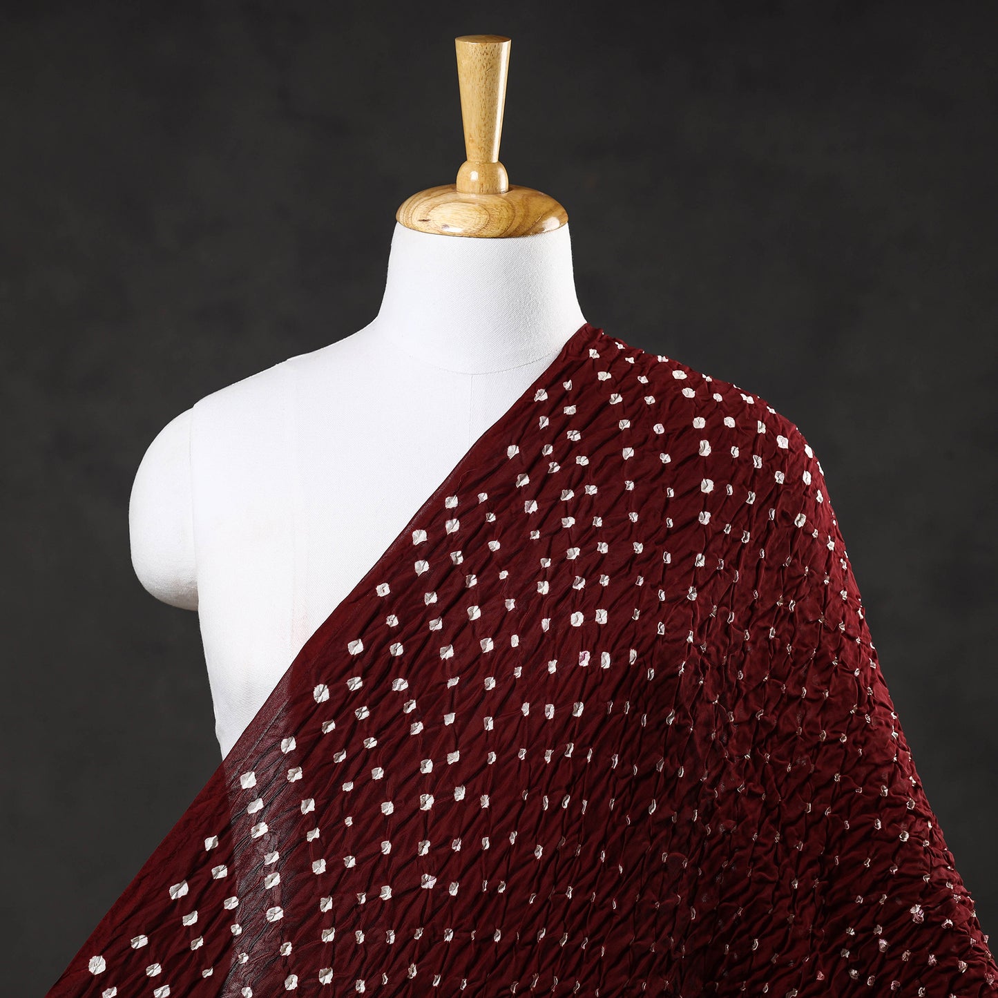 Maroon - Persian Plum Kutch Bandhani Tie-Dye Modal Silk Fabric