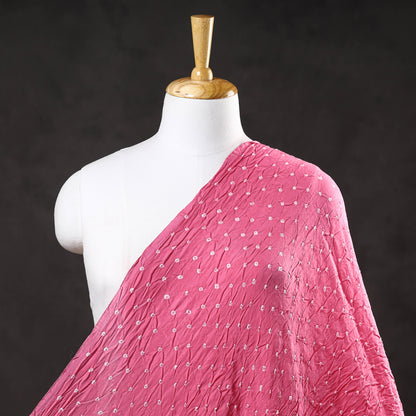 Light Pink Kutch Bandhani Tie-Dye Modal Silk Fabric