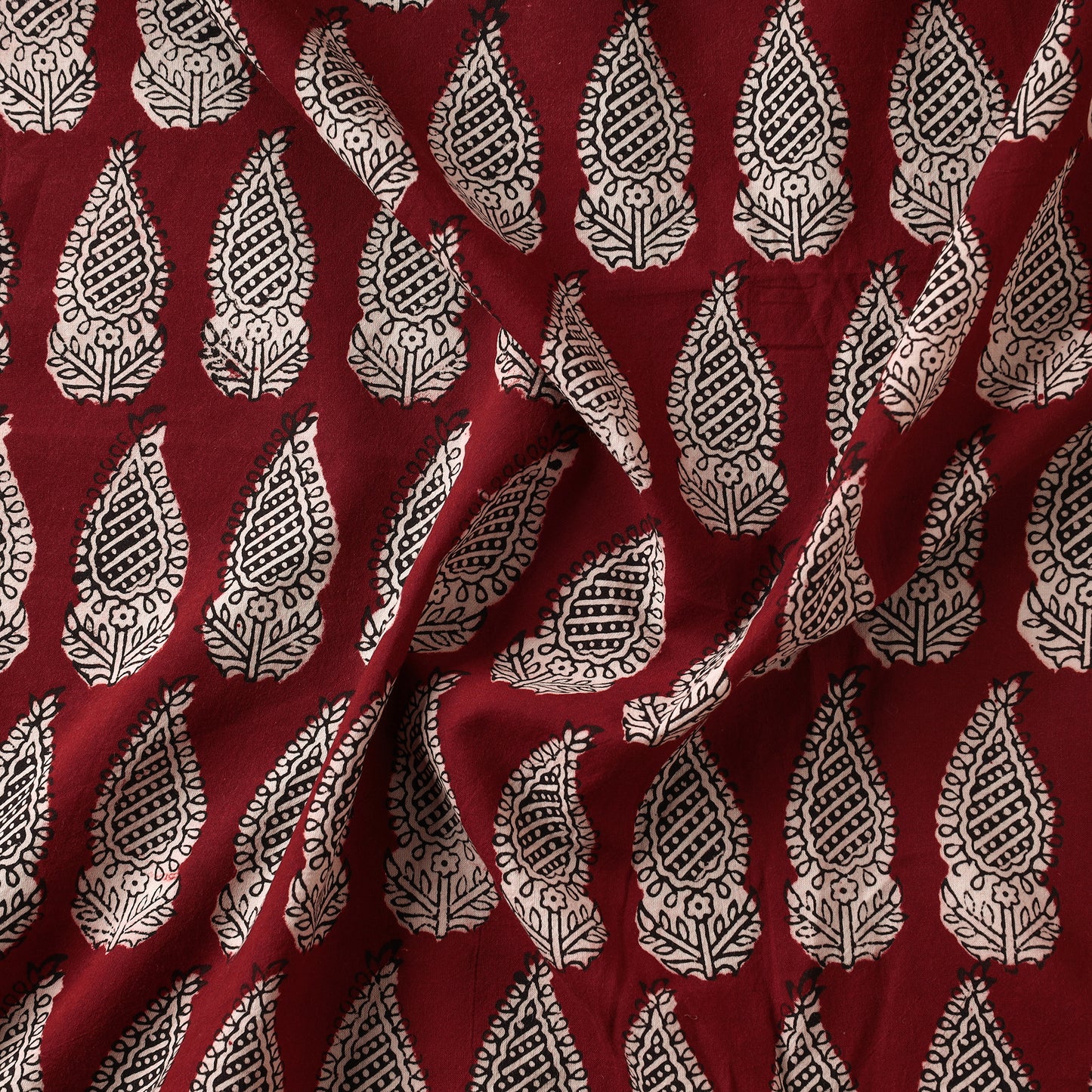 Red - Bagh Block Printed Cotton Fabric