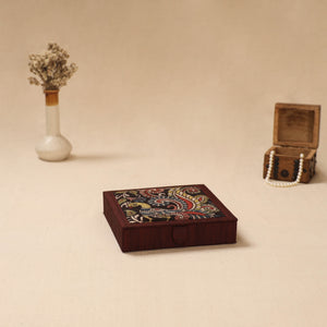 Maroon - Handpainted Kalamkari Natural Dyed Ghicha Silk Jewellery Box 28