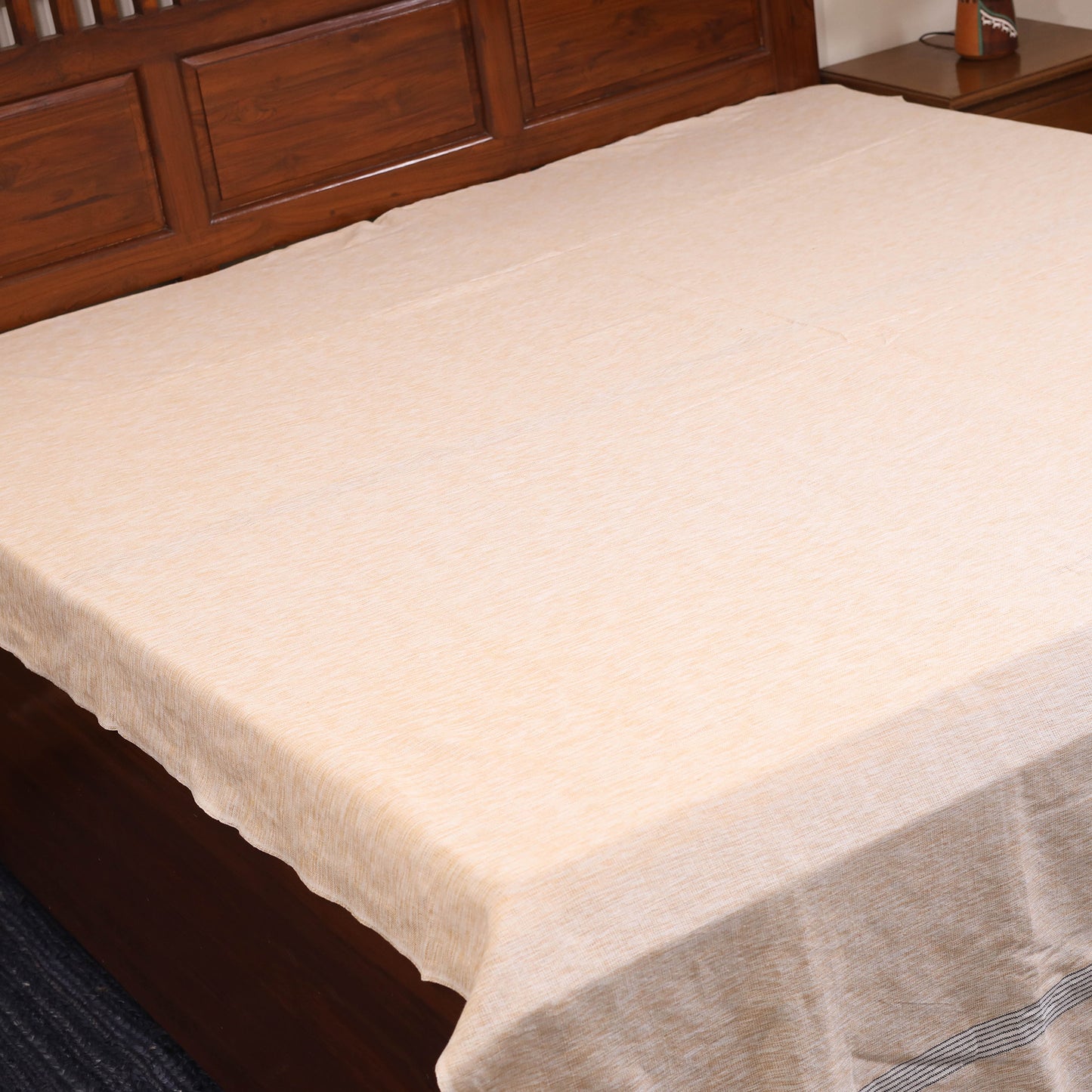 Beige - double handloom cotton bed sheet (108 x 90 in) 48