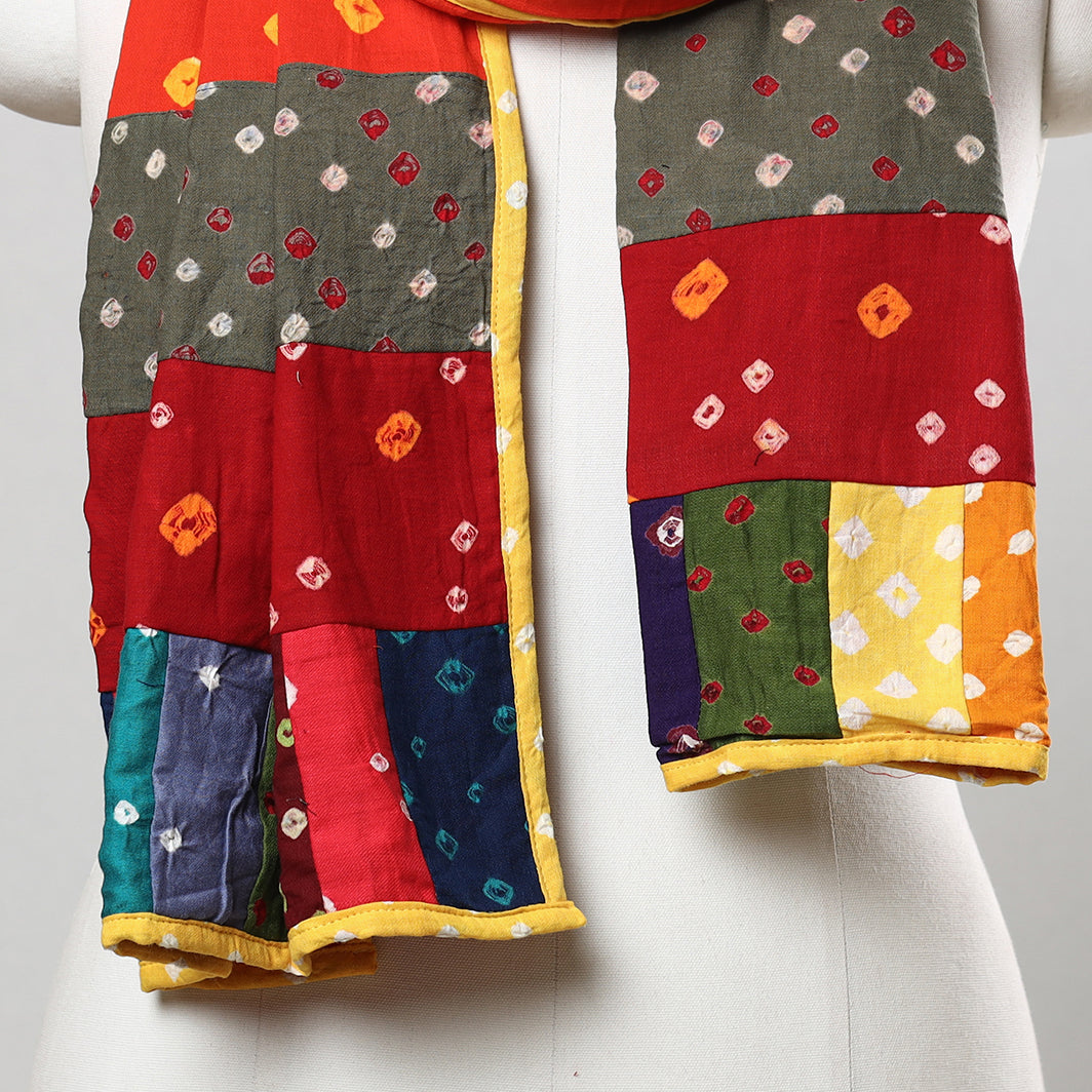 Multicolor - Bandhani Tie-Dye Patchwork Cotton Stole 35