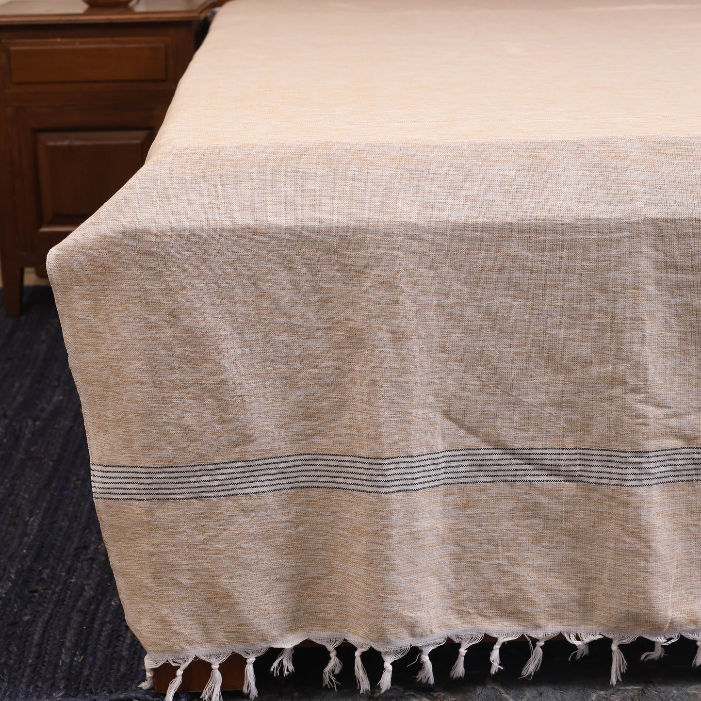 Beige - double handloom cotton bed sheet (108 x 90 in) 48