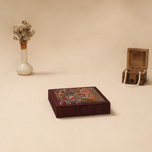 Maroon - Handpainted Kalamkari Natural Dyed Ghicha Silk Jewellery Box 30