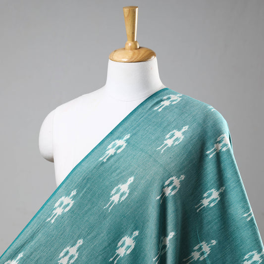Light Turquoise Green Pochampally Central Asian Ikat Cotton Handloom Fabric