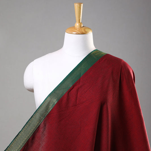 Red - Prewashed Dharwad Cotton Thread Border Fabric