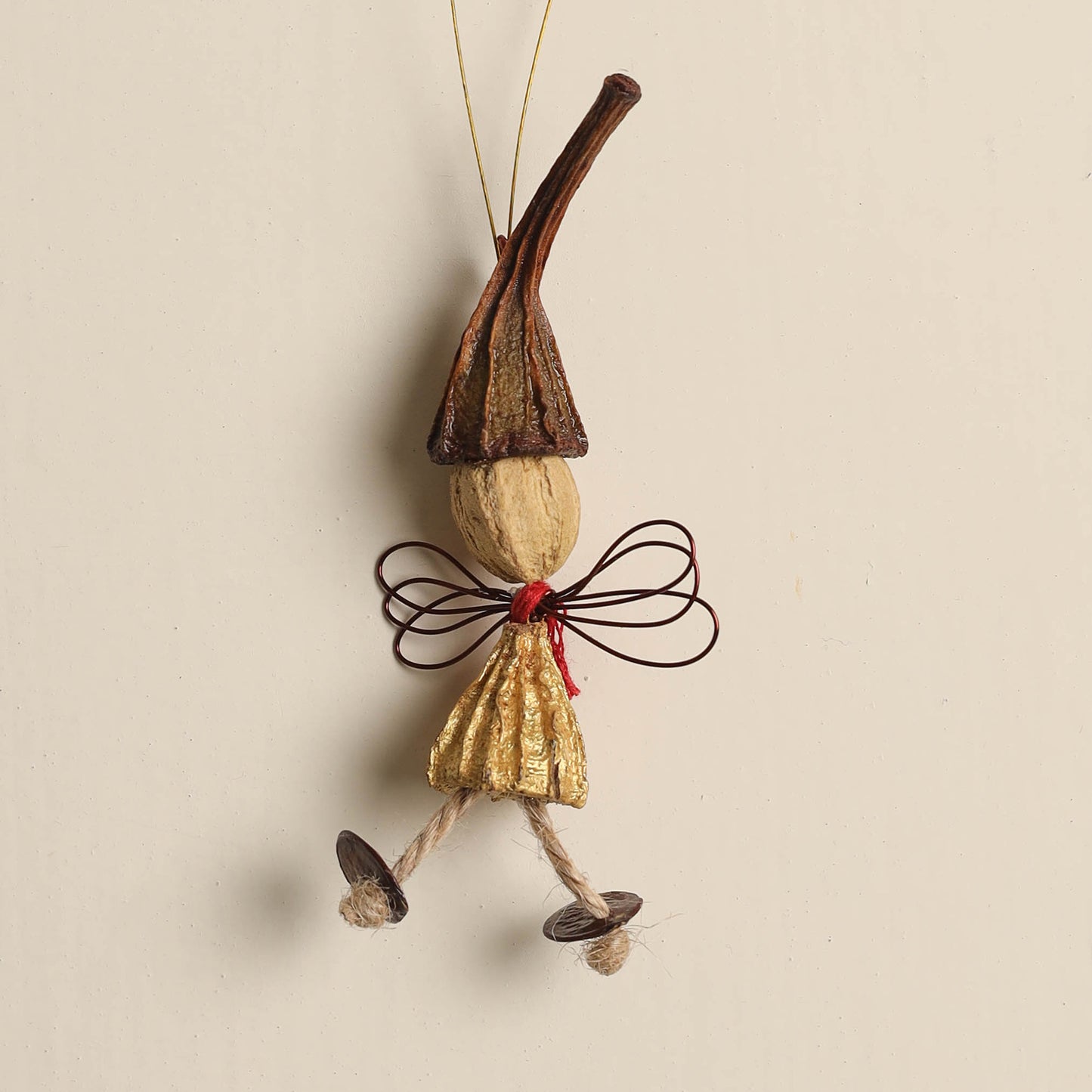 Small Angel - Natural Seeds Hanging with Copper Wing