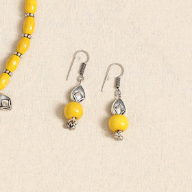 Yellow - german silver wooden beads necklace set 61