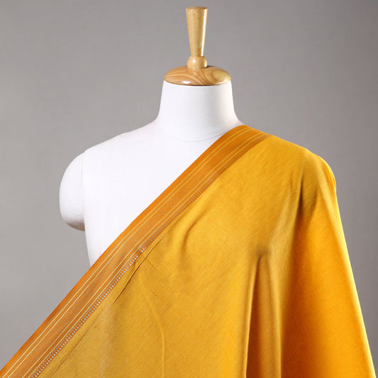 Yellow - Prewashed Dharwad Cotton Thread Border Fabric