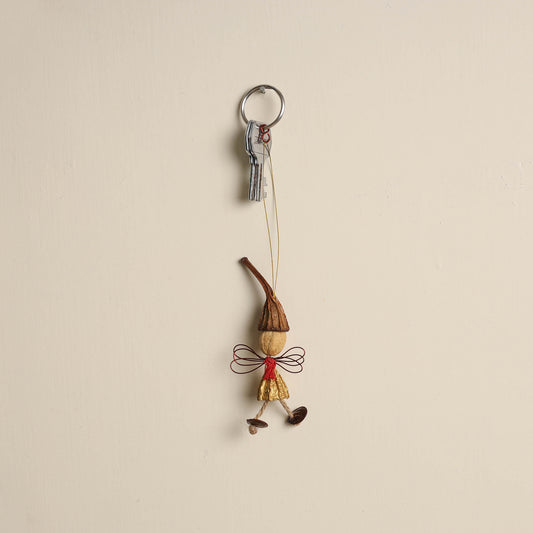 Small Angel - Natural Seeds Keychain with Copper Wing