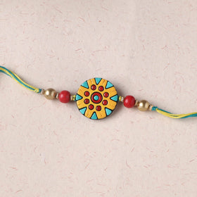 Yellow - Bishnupur Handpainted Terracotta Rakhi 08