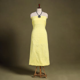 Yellow Hand Embroidery Mul Cotton Chikankari Kurta Material